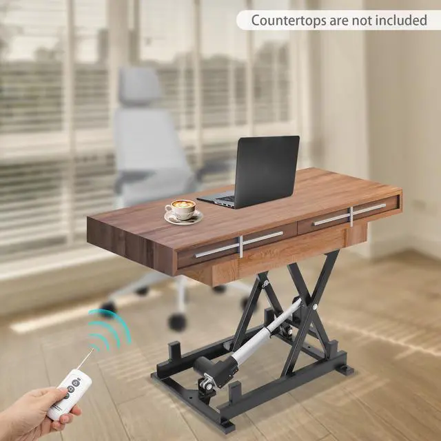 Alt view image 3 of 6 - Electric Scissor Lift Table, 250 lbs Capacity Single Scissor Lift Table w/ 8-23 in Adjustable Height, Folding Hydraulic Work Platform w/Remote & Manual Control for Material Handling & Transportation