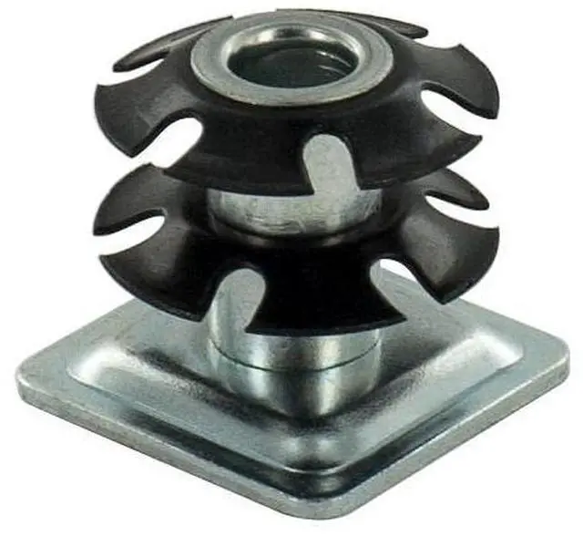 Main image of Industries Double Star Threaded Caster Insert | Heat Treated Steel | Fits 1-1/8 Inch Square 16-18 Gauge Tube | Thread: 3/8-16 | 100 Pack