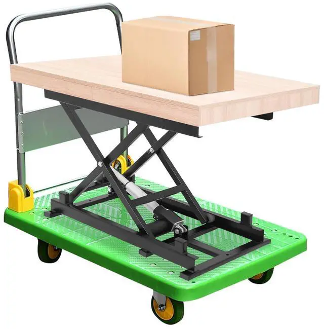 Main image of Electric Scissor Lift Table, 350 lbs Capacity Single Scissor Lift Table w/ 8-27 in Adjustable Height, Folding Hydraulic Work Platform w/Remote & Manual Control for Material Handling & Transportation