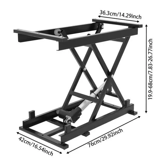 Alt view image 2 of 6 - Electric Scissor Lift Table, 350 lbs Capacity Single Scissor Lift Table w/ 8-27 in Adjustable Height, Folding Hydraulic Work Platform w/Remote & Manual Control for Material Handling & Transportation