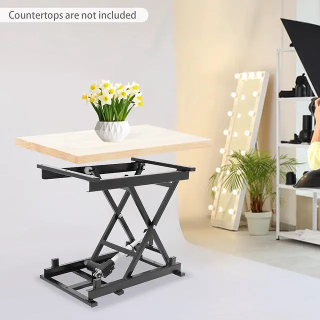 Alt view image 4 of 6 - Electric Scissor Lift Table, 350 lbs Capacity Single Scissor Lift Table w/ 8-27 in Adjustable Height, Folding Hydraulic Work Platform w/Remote & Manual Control for Material Handling & Transportation