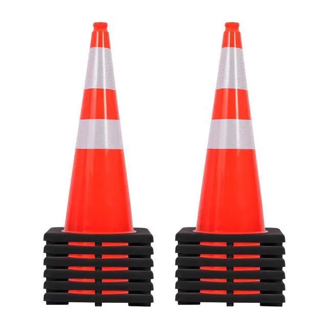 Alt view image 2 of 6 - 6 Pack 28 Inch Traffic Safety Cones Orange Road Parking Cones Heavy Duty Construction Cone Structurally Stable for Traffic Control at Public Place (6, 28INCH)