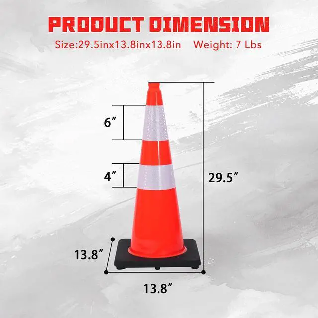 Alt view image 3 of 6 - 6 Pack 28 Inch Traffic Safety Cones Orange Road Parking Cones Heavy Duty Construction Cone Structurally Stable for Traffic Control at Public Place (6, 28INCH)