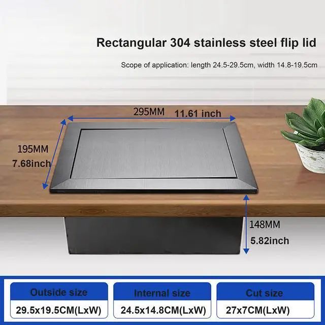 Alt view image 3 of 6 - CapriTech Built-in Countertop Trash Bin Lid and Waste Chute Lid - 304 Stainless Steel Balance Flap Cover, Black Trash Grommet Swing Trash Can Lid