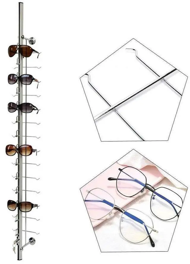 Main image of 10Pcs Sunglasses Display Racks Aluminium Lockable Sunglasses Eyeglasses Storage Organizer Display Stand Holder (Hold 14 Frames)