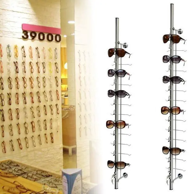Alt view image 2 of 6 - 10Pcs Sunglasses Display Racks Aluminium Lockable Sunglasses Eyeglasses Storage Organizer Display Stand Holder (Hold 14 Frames)
