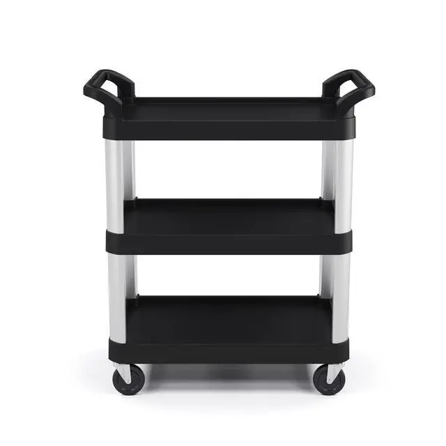Alt view image 3 of 6 - 3-Tier Heavy Duty Work Cart - Holds up to 300 Lbs - Ideal for Garages, Warehouses, and Factories, Made in the USA