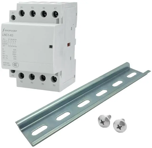 Main image of 4 Pole Contactor 120v Coil Normally Closed 40 amp IEC 400V AC Contactor with 110/120VAC Coil - Inductive 20A and Resistive 40A (Silent Operation) | Includes DIN Rail and Phillips Screws