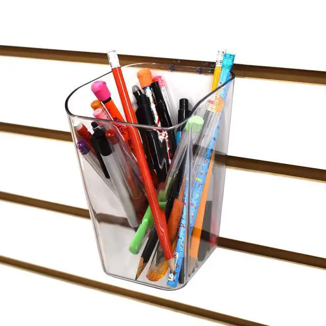 Alt view image 2 of 6 - Pen Cup for Pegboard & Slatwall - Acrylic Bucket Bin - 10 Pack