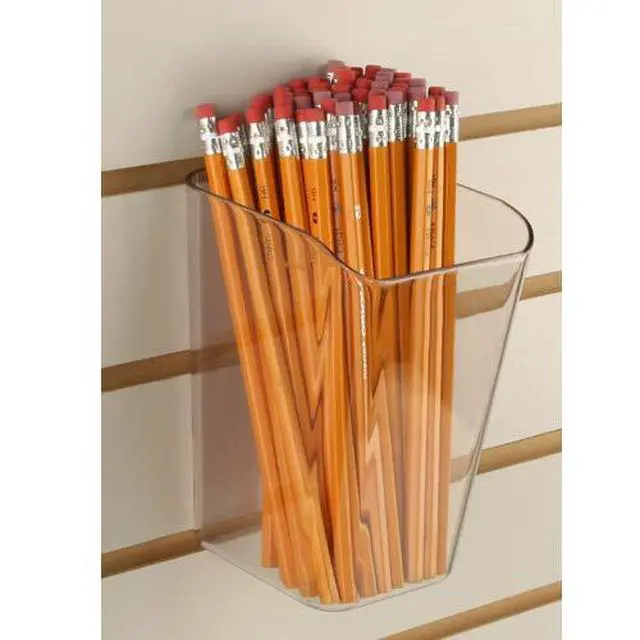 Alt view image 6 of 6 - Pen Cup for Pegboard & Slatwall - Acrylic Bucket Bin - 10 Pack