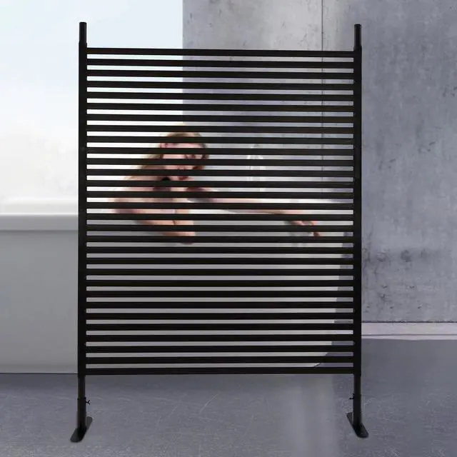 Alt view image 2 of 6 - Metal Privacy Screen with Stand 4 ft W x 6 ft H,Outdoor Freestanding Privacy Screen and Panels for Outside Garden Backyard (47'' W x 71'')