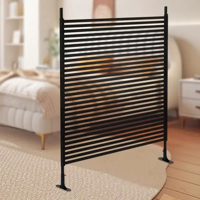 Alt view image 5 of 6 - Metal Privacy Screen with Stand 4 ft W x 6 ft H,Outdoor Freestanding Privacy Screen and Panels for Outside Garden Backyard (47'' W x 71'')