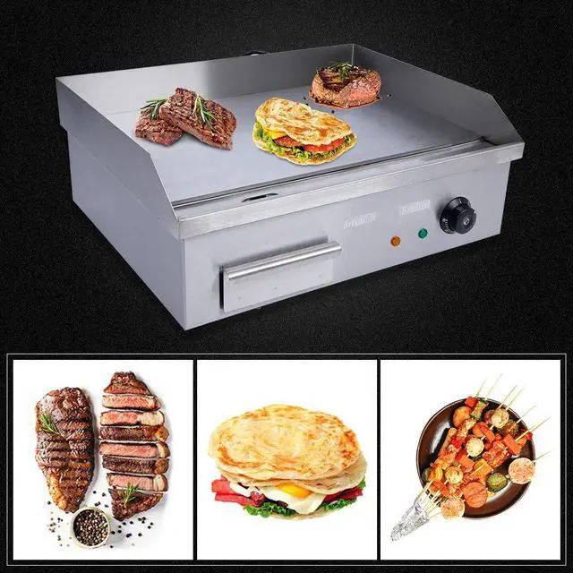 Alt view image 2 of 6 - Commercial Flat Top Griddle, 3000W Electric Teppanyaki Griddle Nonstick Stainless Steel Countertop Grill with Adjustable Thermostatic Control 122°F-572°F 21.6"x13.8"(NO PLUG)