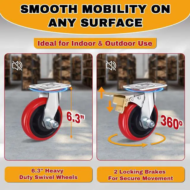 Alt view image 6 of 6 - 40" Lx24 W 2-in-1 Platform Truck Push Cart Dolly, Industrial Hand Trucks with 2600LBS Weight Capacity Large Size for Easy Storage and 6.2'' Wheels, 3 Side Handrails