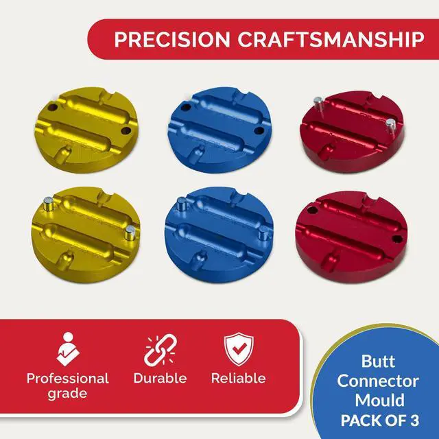 Alt view image 3 of 6 - Dual Cavity Butt Connector Mold 3-Pack - High-Grade Aluminum Wire Splice Seal Mold for 12-10, 16-14 & 22-18 AWG - Weatherproof 1-to-1 & 1-to-2 Automotive, Marine & Electrical