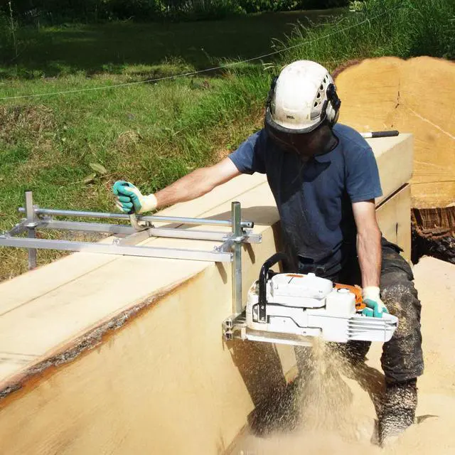 Alt view image 5 of 6 - Portable Sawmill 24-Inch Chainsaw Milling Attachment, Adjustable Lumber Cutting Guide for Logs and Wood Planks, TMS-24, Silver