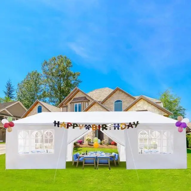 Main image of Party Canopy Tent 10x30 with Sidewalls White Gazebo Canopy Tents for Outdoor Wedding (10 * 30 with 8 Side Wall)