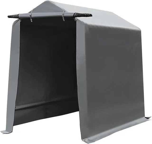 Main image of Storage Shelter, 6x8 ft Portable Shed Outdoor Carport with Roll-up Zipper Door, Waterproof and UV Resistant Outdoor Storage Shed for Bike, ATV, Motorcycle Shelter, Gray