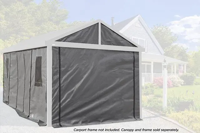 Alt view image 3 of 6 - 12' x 20' Samara Carport Canopy Fabric Wall Enclosure Kit, Grey (135-9165845)