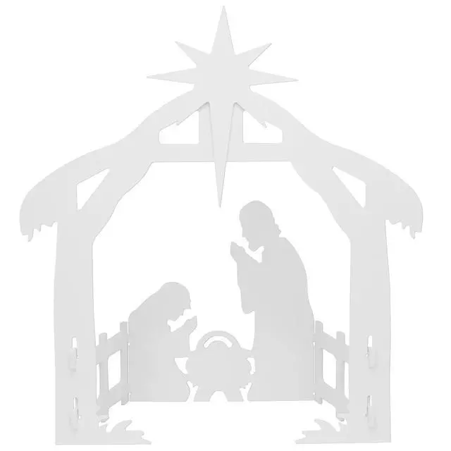 Alt view image 2 of 6 - Outdoor Nativity Set. Weatherproof Outdoor Nativity Scene Christmas Decor for Yards & Lawns. Made in USA, Durable Materials, Simple Assembly, Compact Storage. White. Solid Plastic