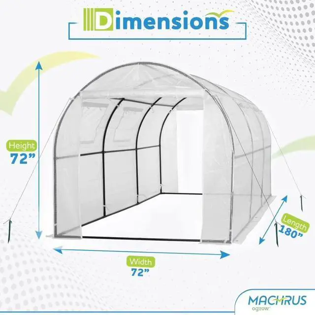 Alt view image 2 of 6 - Machrus Deluxe Walk-in Tunnel Greenhouse with White Cover