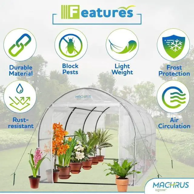 Alt view image 3 of 6 - Machrus Deluxe Walk-in Tunnel Greenhouse with White Cover