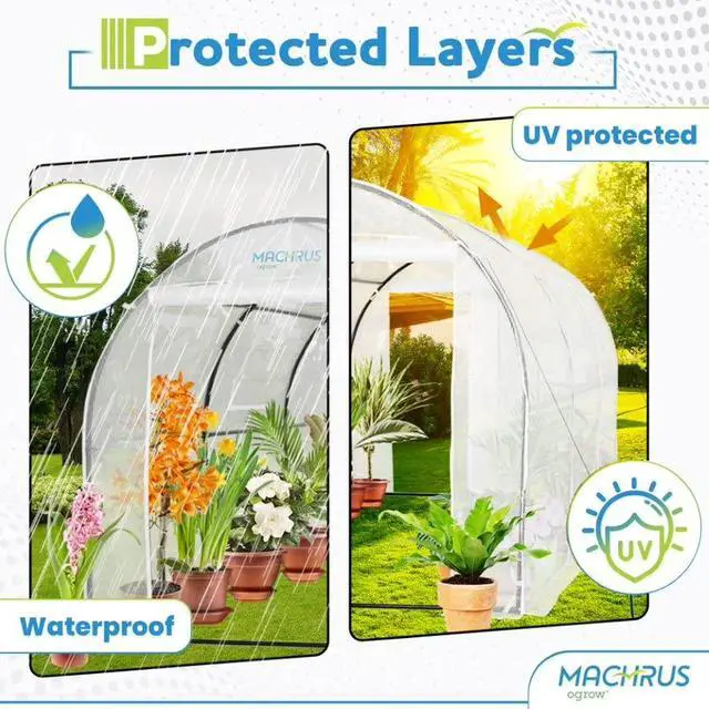 Alt view image 4 of 6 - Machrus Deluxe Walk-in Tunnel Greenhouse with White Cover