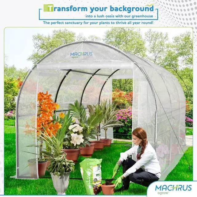 Alt view image 6 of 6 - Machrus Deluxe Walk-in Tunnel Greenhouse with White Cover
