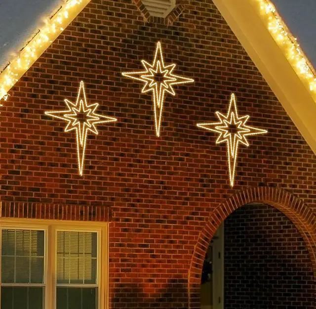 Alt view image 2 of 6 - Large 43"x32" Twinkle 216 LED Bethlehem Star,Super-Bright Warm White LEDs Outdoor Christmas Decoration with 11 Functions and Timer Waterproof for Home Party Wall Hanging