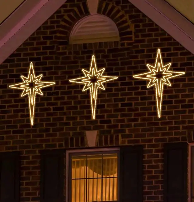 Alt view image 5 of 6 - Large 43"x32" Twinkle 216 LED Bethlehem Star,Super-Bright Warm White LEDs Outdoor Christmas Decoration with 11 Functions and Timer Waterproof for Home Party Wall Hanging