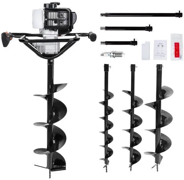 Main image of 52CC 1800W Gas Powered Earth Auger Post Hole Digger, with 3 Drill Bits 4" 6" 8", Mixing Ratio 30:1, for Farmland Garden and Planting, EPA Certified
