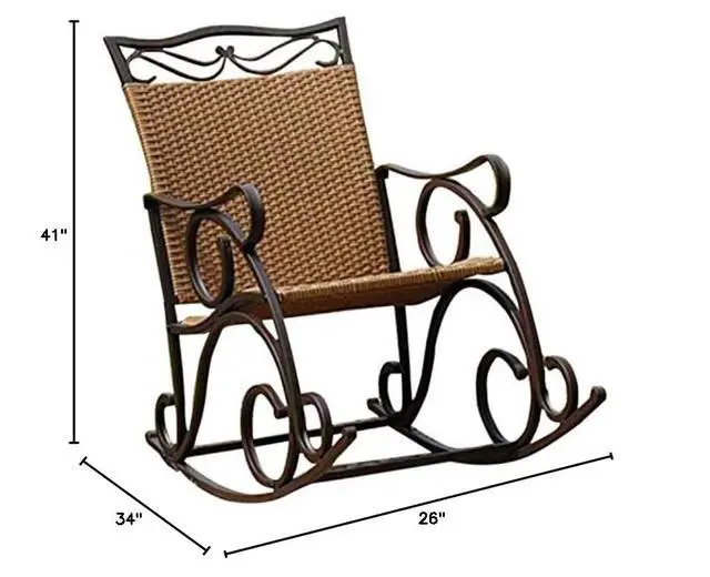 Alt view image 2 of 3 - Wicker Resin/Steel Porch Rocker