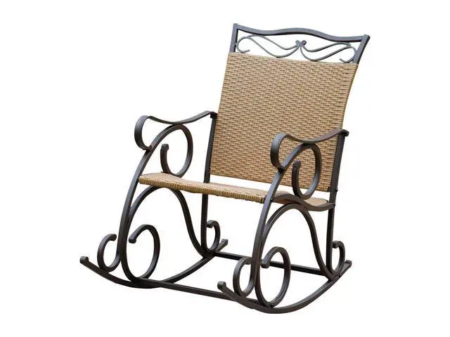 Alt view image 3 of 3 - Wicker Resin/Steel Porch Rocker