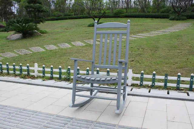 Alt view image 2 of 6 - Rocking Rocker-A040GY Grey Wood Porch Rocker/Outdoor Rocking Chair -Easy to Assemble-Comfortable Size-Outdoor or Indoor Use