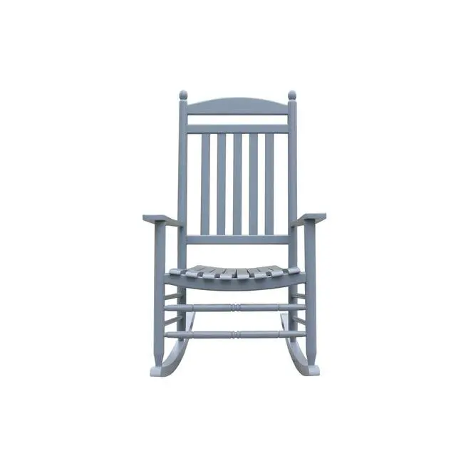Alt view image 4 of 6 - Rocking Rocker-A040GY Grey Wood Porch Rocker/Outdoor Rocking Chair -Easy to Assemble-Comfortable Size-Outdoor or Indoor Use