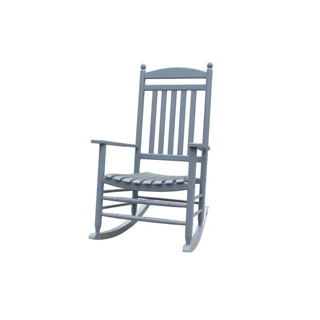 Alt view image 5 of 6 - Rocking Rocker-A040GY Grey Wood Porch Rocker/Outdoor Rocking Chair -Easy to Assemble-Comfortable Size-Outdoor or Indoor Use