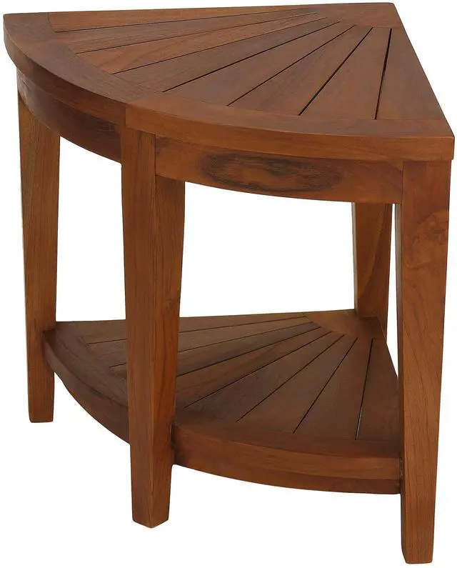 Main image of Hanna Corner Spa Shower Stool in Solid Teak Wood, 18" H