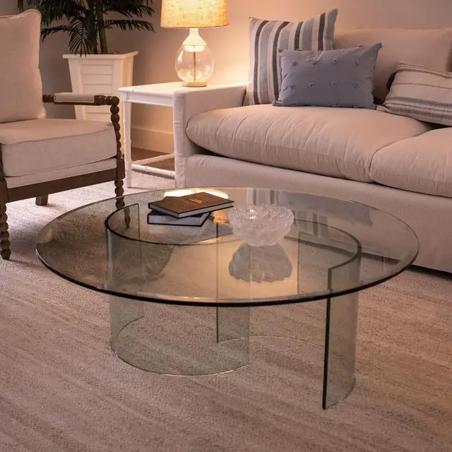 Alt view image 2 of 4 - 36" Inch Round 1/4" Thick Clear Glass Table Top with Flat Polished Edge and Tempered Glass, Replacement Glass Table Top, Great for Dining Tables, end Tables, and Outdoor Patio Table Tops or