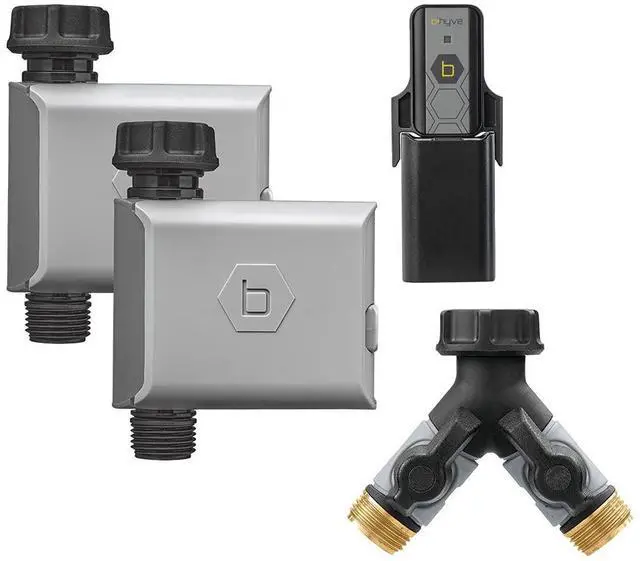 Main image of 21002 B-hyve Smart Hose Watering Timer 2-Pack with Wi-Fi Hub and Hose Splitter Gray