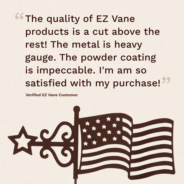 Alt view image 4 of 6 - EZ Vane Steel USA Flag Weathervane 21 Height, Includes Metal Deck Mount, Wind Cups & Brackets | Hand-Crafted and Family-Owned, Made in The USA with Triple Powder Coating, Limited