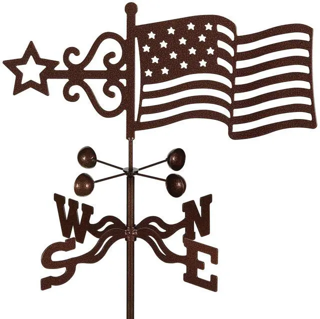 Main image of EZ Vane Steel USA Flag Weathervane 21 Height, Includes Metal 4-Sided Mount, Wind Cups & Brackets | Hand-Crafted and Family-Owned, Made in The USA with Triple Powder Coating, Limited