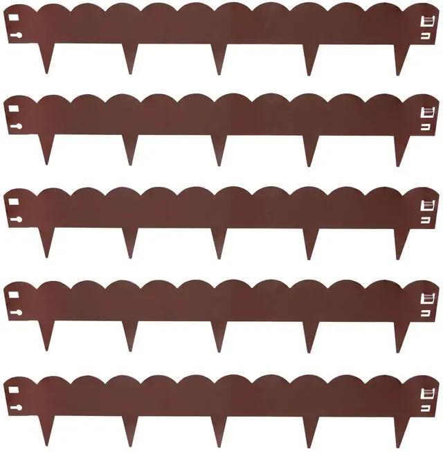 Main image of Sunnydaze 16.7' Metal Landscape Edging Border - 5-Pack of 41.75" x 7.25" Steel Garden Edging - Brown - Scalloped