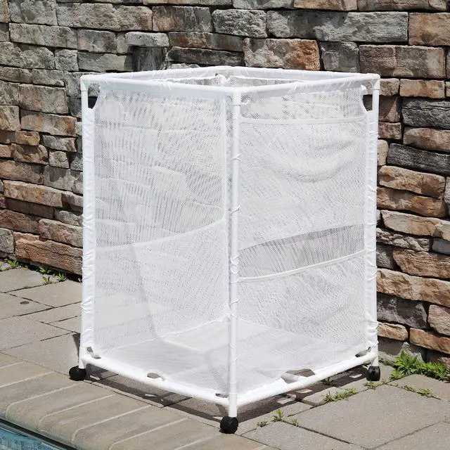 Alt view image 2 of 6 - Rolling Pool Storage Organizer Bin, Medium, (25.4" W x 25.4" L x 40" H), White Style 417227