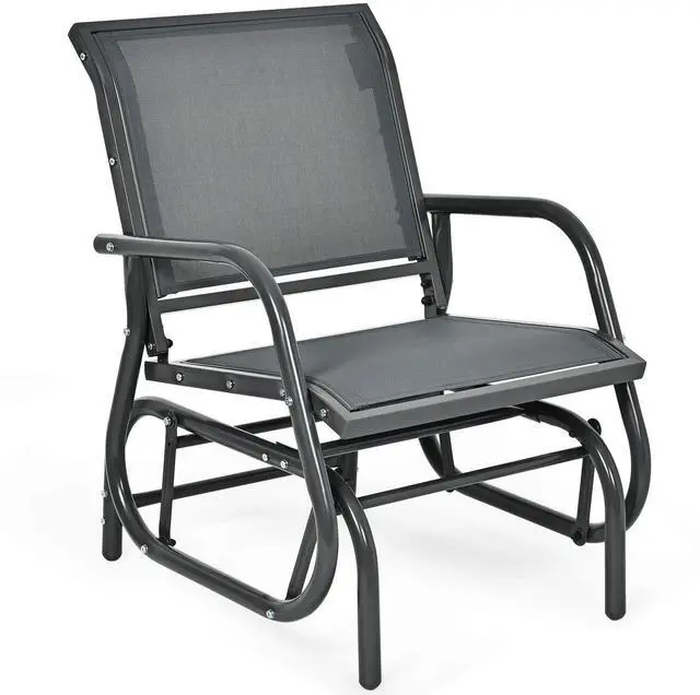 Main image of Swing Glider Chair W/Study Metal Frame Comfortable Patio Chair Love-Seat for Garden, Porch, Backyard, Poolside, Lawn Outdoor Rocking Chair (1, Gray)