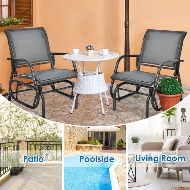 Alt view image 4 of 6 - Swing Glider Chair W/Study Metal Frame Comfortable Patio Chair Love-Seat for Garden, Porch, Backyard, Poolside, Lawn Outdoor Rocking Chair (1, Gray)