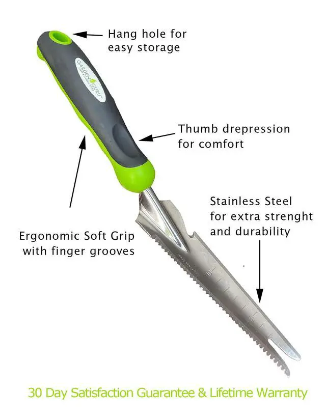 Alt view image 2 of 6 - Garden Guru Hand Weeder Trowel with Ergonomic Handle Stainless Steel Weeding & Digging Knife Rust Resistant - Perfect for Weeding, Transplanting, Digging, Pruning, Cutting (4 Pack)