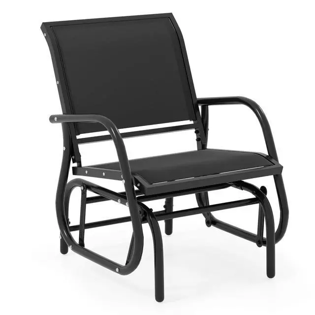 Main image of Swing Glider Chair W/Study Metal Frame Comfortable Patio Chair Love-Seat for Garden, Porch, Backyard, Poolside, Lawn Outdoor Rocking Chair (1, Black)