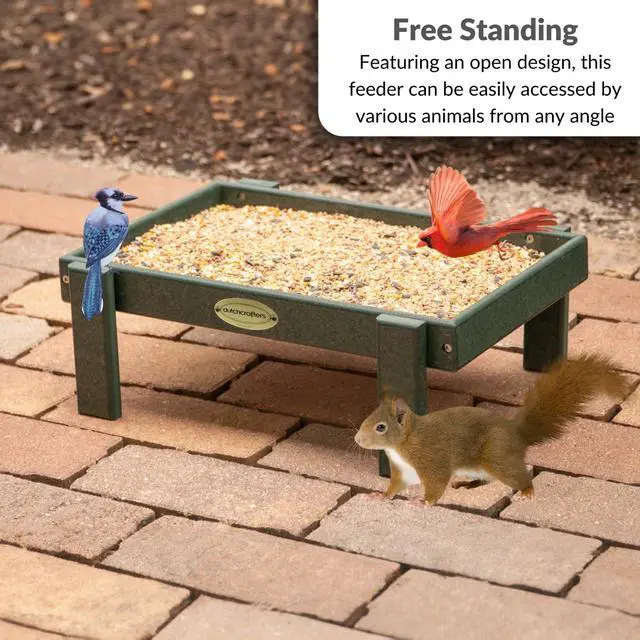 Alt view image 3 of 6 - Amish American Made Platform Bird Feeder, Free Standing Ground Bird Feeders for Outdoors, Feeder for Wild Birds, Chicken, Squirrel, Gift for Birdwatchers (Turf Green with Reinforcement)