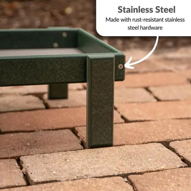Alt view image 4 of 6 - Amish American Made Platform Bird Feeder, Free Standing Ground Bird Feeders for Outdoors, Feeder for Wild Birds, Chicken, Squirrel, Gift for Birdwatchers (Turf Green with Reinforcement)