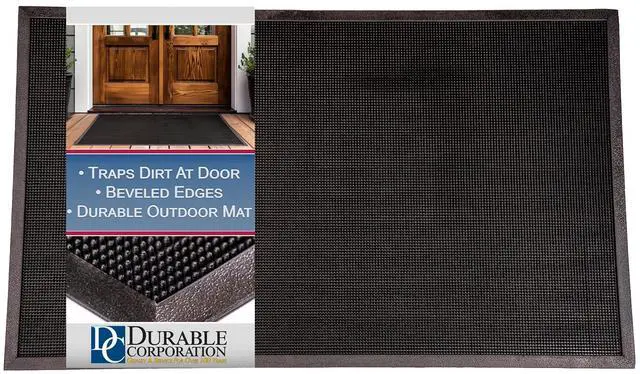 Main image of Durable Heavy Duty Rubber Fingertip Outdoor Entrance Mat 36" x 60", Black